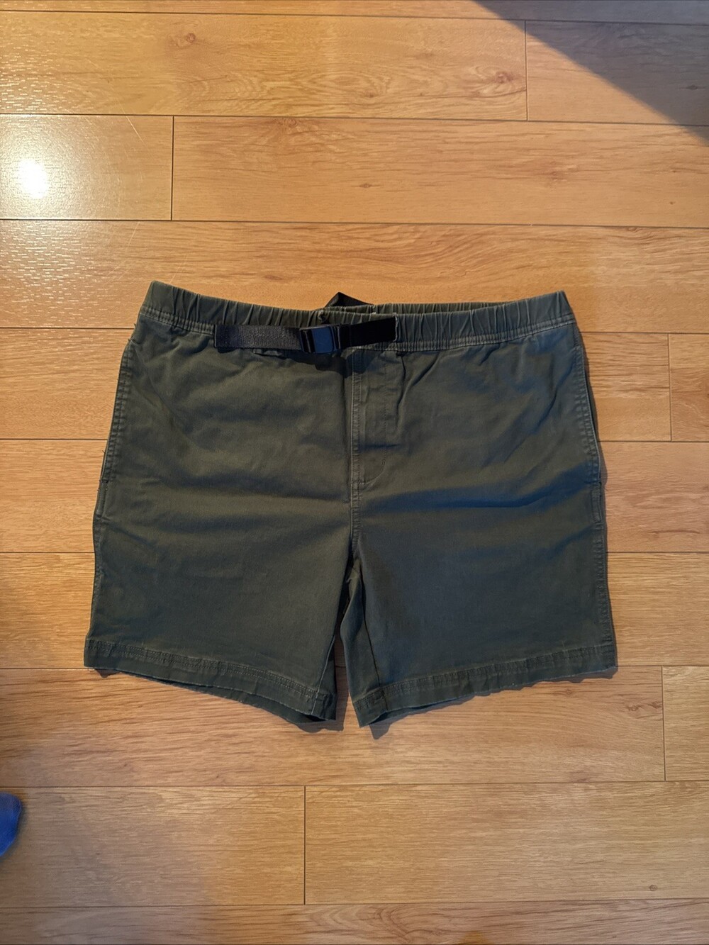 Good Threads Men’s Pull-On Stretch Canvas Short Khaki Green Large